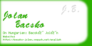 jolan bacsko business card